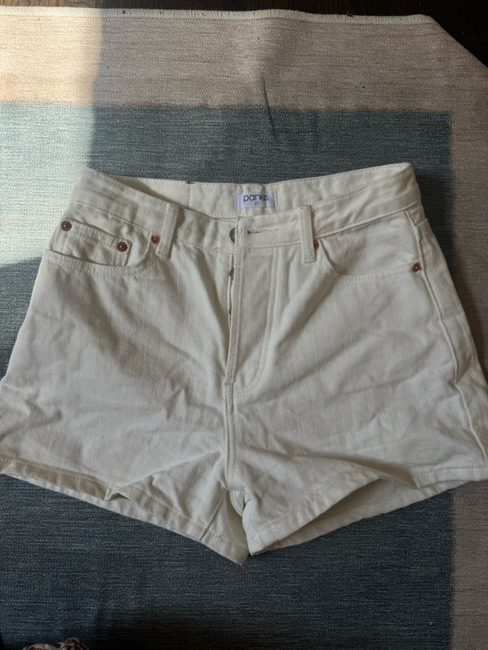 Parke white denim shorts